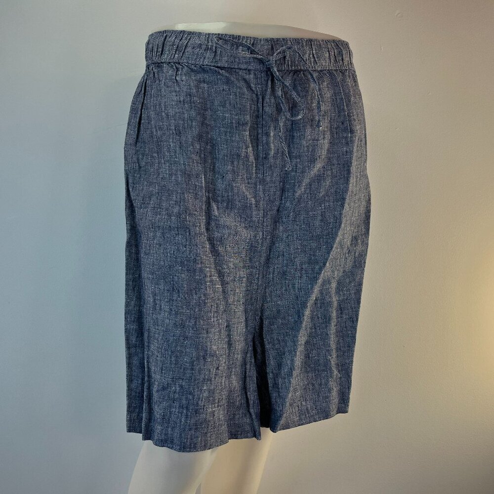 Tahari Women's 100% Linen Denim Chambray Pull On Drawstring Shorts - Size 3X NWT